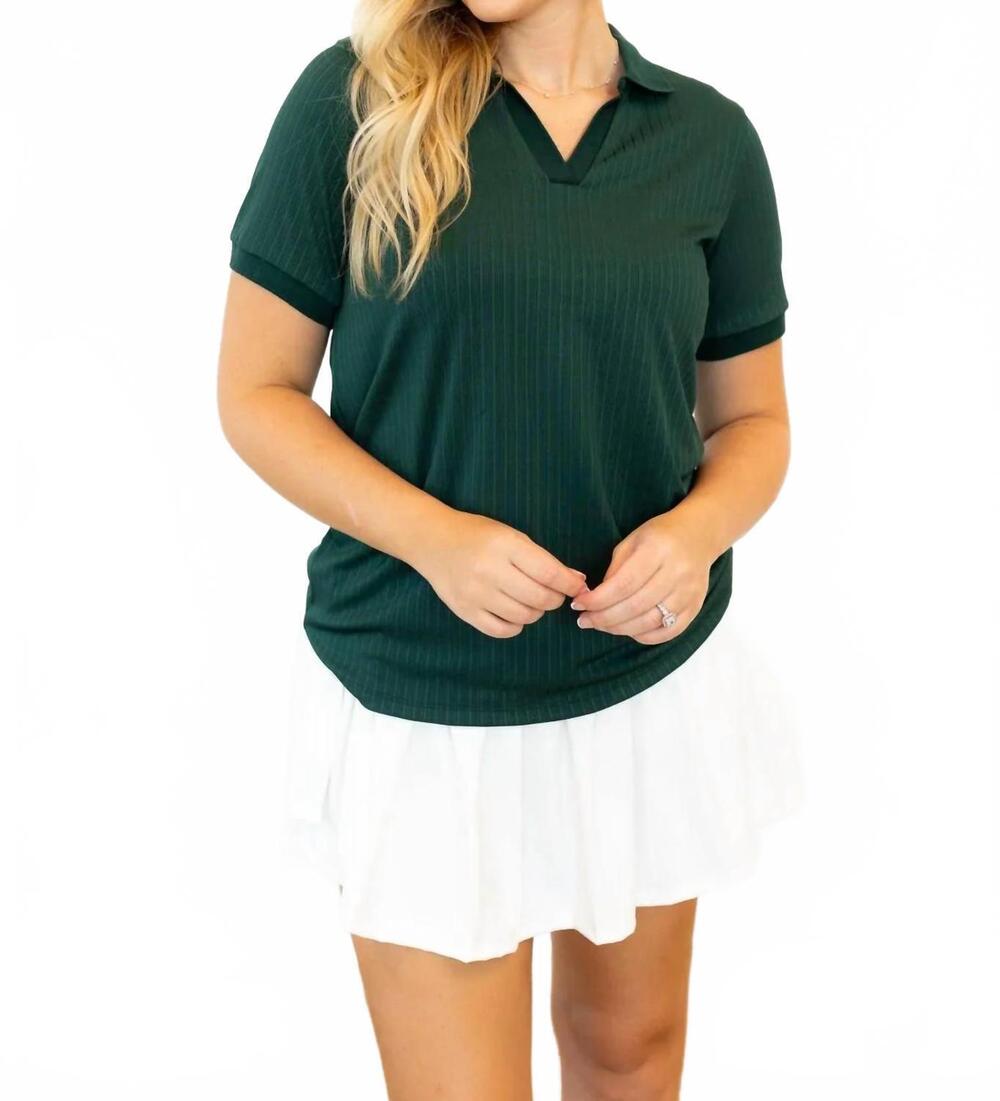 NEW SOUTHERN GRACE beauty polo blouse in hunter green